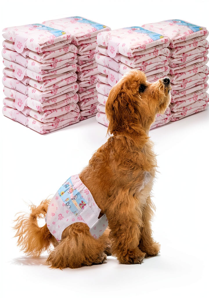 Installing FUNLIYING Female Dog Diapers Super Absorbent Disposable 90 on a wooden floor