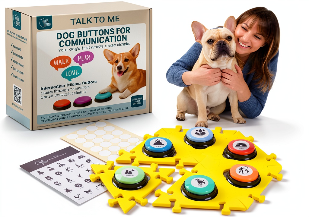 PAWS SHIELD Dog Communication Buttons set arranged on the anti-slip mat