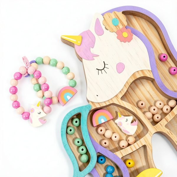Unicorn Bead Set Story Magic Wooden Jewelry Making Kit Kids-3