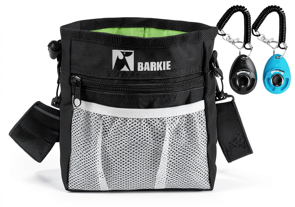BARKIE dog treat bag with clickers and storage pockets