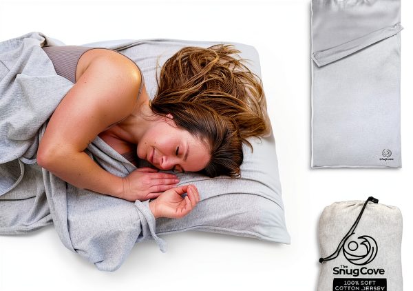 Soft Cotton Sleeping Bag Liner - The Snug Cove Grey Cotton with Zipper-0