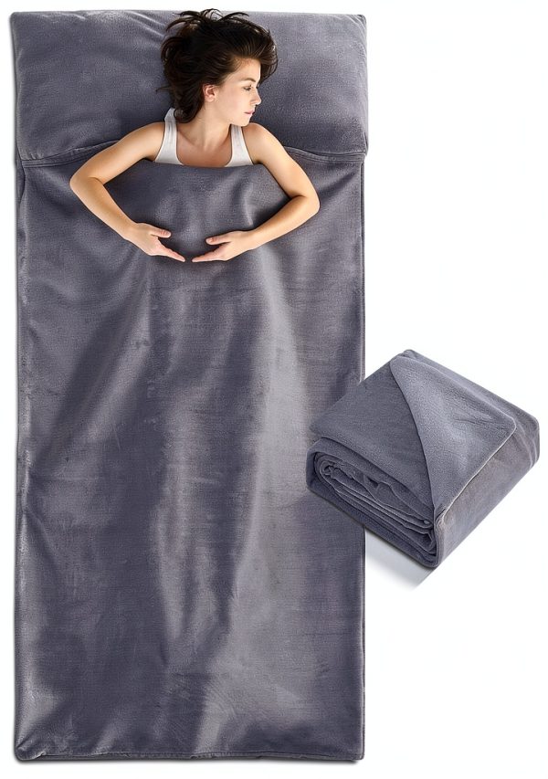 Flannel Sleeping Bag Liner Remagr Adult Gray 90x41in Winter Warmth-0